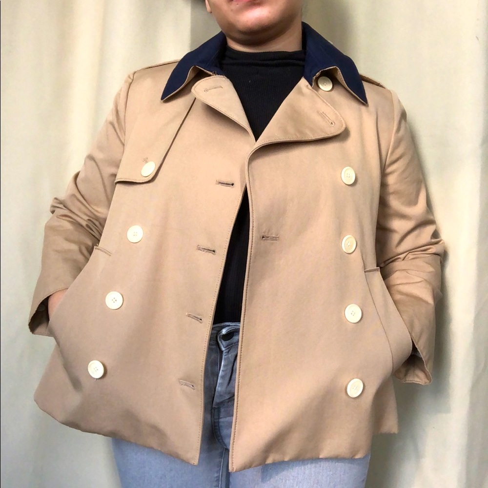 RARE J. Crew Cropped Trench Pea Coat Size 2